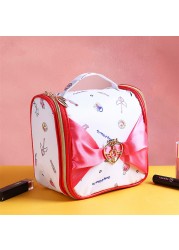 Japanese sailor moon make up bag leather cosmetic storage bag cute cartoon large capacity cosmetic bag