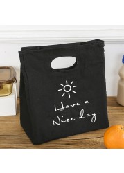 Today is Good Today Printing Reusable Lunch Bags Children Thermal Box Large Capacity Travel Portable Picnic Pouch Eco Handbags