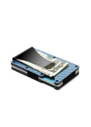 Rfid Carbon Fiber Mini Wallet Men Small Wallet Slim Thin Smart Pocket Card Wallet