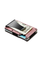 Rfid Carbon Fiber Mini Wallet Men Small Wallet Slim Thin Smart Pocket Card Wallet