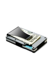 Rfid Carbon Fiber Mini Wallet Men Small Wallet Slim Thin Smart Pocket Card Wallet