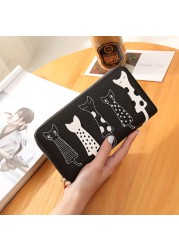 Women Cat Cartoon Luxury Wallet High Quality Creative Female Card Holder Casual Zip Ladies Clutch PU Leather Coin Purse 179Q