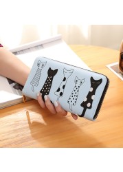 Women Cat Cartoon Luxury Wallet High Quality Creative Female Card Holder Casual Zip Ladies Clutch PU Leather Coin Purse 179Q