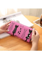 Women Cat Cartoon Luxury Wallet High Quality Creative Female Card Holder Casual Zip Ladies Clutch PU Leather Coin Purse 179Q