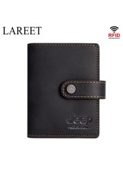 Short RFID Men Thin Bank Wallets Credit Card Holder Slim Male Nut Zipper Hasp Purse Genuine Leather Passport Travel Bags