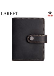 Short RFID Men Thin Bank Wallets Credit Card Holder Slim Male Nut Zipper Hasp Purse Genuine Leather Passport Travel Bags