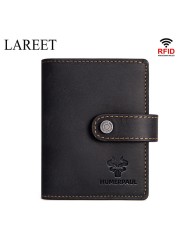 Short RFID Men Thin Bank Wallets Credit Card Holder Slim Male Nut Zipper Hasp Purse Genuine Leather Passport Travel Bags