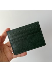 Free Custom Leather Card Case 100% Cowhide Credit Card Holder Mini Wallet Men Women Pocket Card Wallet With 6 Card Slots