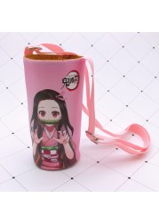 Devil Blade Cartoon Anime Peripheral PU Cup Cover Demon Slayer Kimetsu no Yaiba Kamado Nezuko Student Children Kids Kettle Bag