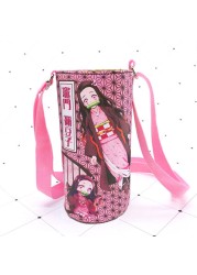 Devil Blade Cartoon Anime Peripheral PU Cup Cover Demon Slayer Kimetsu no Yaiba Kamado Nezuko Student Children Kids Kettle Bag