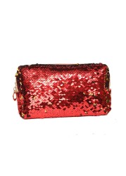 Small Embroidery Cosmetic Bag Women Girls Portable Makeup Bag with Shiny Sequins Travel Organizer Zipper Box