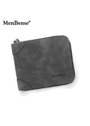 New Fashion Men's PU Zipper Wallet Men Wallet Small Coin Purse Wallet Men Wallet Coin Bag Card Holder Coin Purse Men