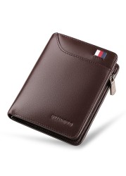 Williapolo Coin Purses Genuine Leather Men Wallet With Card Holder Short Wallet Zipper Wallets Casual Standard Wallets PL293