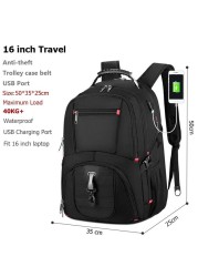 Crossten 17 Inch Durable Laptop Backpack 45L Travel Bag College Book Bag USB Charging Port Water Resistant Swiss-Multifunction