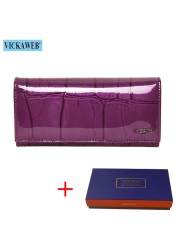 Genuine Leather Long Wallet With Magnetic Closure For Women Free Gift Fashion Wallet