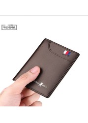 WilliamPolo - Genuine Leather Small Wallet for Men, Slim Men's Wallet, Luxury Brand, Card Clip, Slim Leather Wallet, Retro Short Wallet