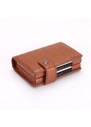 Double Box Rfid Credit Card Holder Aluminum ID Card Holder Business Card Holder Fashion Wallet Metal Leather Visit Pocket