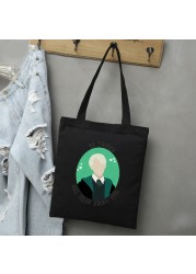 Draco Malfoy Shopping Bags Shopper Travel Bags Canvas Woman Tote Mom Designer Canvas Bags Cheap Printed Shopping Tote