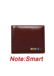 Smart Anti-lost Wallet Compatible Leather Short Credit Card Holders Male Coin Purse Genuine Leather Men Wallets Free Engraving