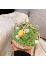 Women's Shoulder Bag Women Fashion Knit Mushroom Hit Color Shoulder Bag Female Crossbody Bags Casual Small Purse