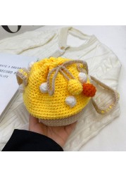 Women's Shoulder Bag Women Fashion Knit Mushroom Hit Color Shoulder Bag Female Crossbody Bags Casual Small Purse