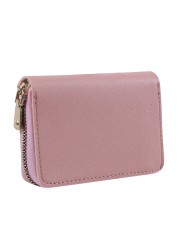 Women PU Zipper Cash ID Card Credit Card Holder Pure Color Business Card Case Name Card Holder Card Holder