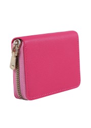 Women PU Zipper Cash ID Card Credit Card Holder Pure Color Business Card Case Name Card Holder Card Holder