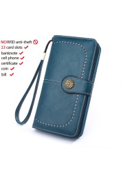 High Quality Women Wallet RFID Anti-theft Leather Wallets For Woman Long Zipper Large Ladies Clutch Bag Female Purse Card Holder