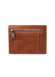 GENODERN New Mini Card Holder With Zipper Coin Pocket Mini Wallet Men Small Wallet Male Functional Card Wallet