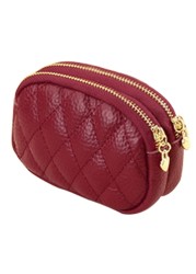 D0LF Women's Faux Leather Mini Wallet Double Zipper Diamond Multi Coin Purse Clutch