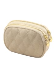 D0LF Women's Faux Leather Mini Wallet Double Zipper Diamond Multi Coin Purse Clutch