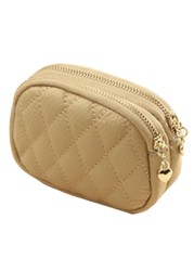 D0LF Women's Faux Leather Mini Wallet Double Zipper Diamond Multi Coin Purse Clutch