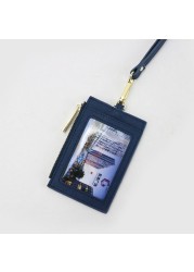 Cowhide Initial Lettering Card Holder Cowhide Card Holder with Name Place and Long Lanyard for Carrying Men and Women Cards Pull Out Easily