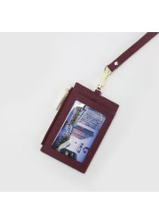 Cowhide Initial Lettering Card Holder Cowhide Card Holder with Name Place and Long Lanyard for Carrying Men and Women Cards Pull Out Easily