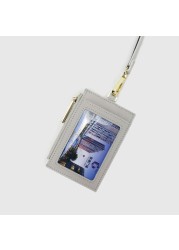 Cowhide Initial Lettering Card Holder Cowhide Card Holder with Name Place and Long Lanyard for Carrying Men and Women Cards Pull Out Easily