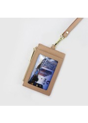 Cowhide Initial Lettering Card Holder Cowhide Card Holder with Name Place and Long Lanyard for Carrying Men and Women Cards Pull Out Easily