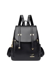 Fashion Women Soft Leather Backpack Female School Book Bags Large Capacity Shopping Travel Bag Femme New Casual Backpack