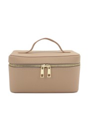 Ladies Saffiano Split Leather Travel Toiletry Bag Portable Hanging Makeup Organizer Box Toiletry Kit for Men Cosmetic Bag for Women