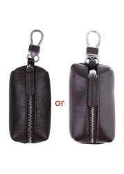 Men's PU Leather Key Wallet Unisex Zipper Wallet Car Key Holder Clip Home Nanny Holder