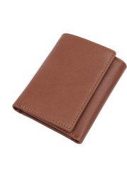 GENODERN Short Tri-fold Men's Wallet with Multi Card Holder Fashion Men's Wallet RFID Blocking Wallet Anti-scanning Leather Wallet