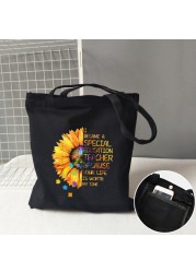 Teacher life rainbow small cotton bag teacher canvas bag graduation gifts tote big teachers appreciation or year-end gift