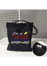 Teacher life rainbow small cotton bag teacher canvas bag graduation gifts tote big teachers appreciation or year-end gift