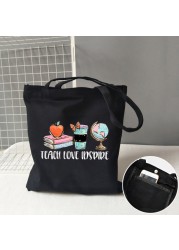 Teacher life rainbow small cotton bag teacher canvas bag graduation gifts tote big teachers appreciation or year-end gift