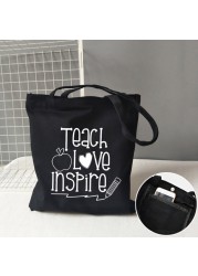 Teacher life rainbow small cotton bag teacher canvas bag graduation gifts tote big teachers appreciation or year-end gift