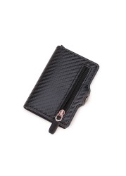 Carbon Fiber Card Holder Wallets Men Customize RFID Black Magic Tri-fold Leather Slim Small Wallet Small Money Bag Male Purse 2021