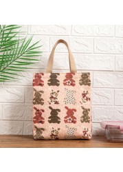 Lunch Bag for Women New Thick Lunch Bag Japanese Style Canvas Handbag Hand Hold Student Bento Picnic Bags Handbags