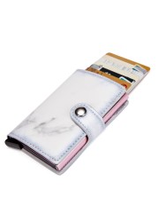 Marble card package aluminum alloy RFID anti-theft credit card box business card box simple PU Leather Wallet