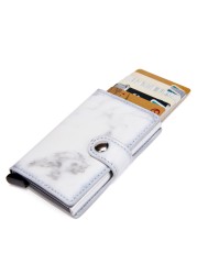 Marble card package aluminum alloy RFID anti-theft credit card box business card box simple PU Leather Wallet