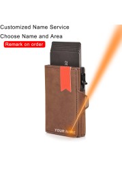 Genuine Leather Rfid Macsafe Card Holder Men Wallets Anti-theft Slim Thin Coin Pocket Smart Wallets Pop Up Male Purse Money Bags