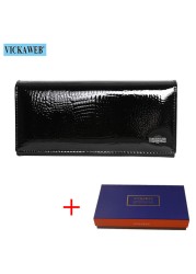 Women's Genuine Leather Magnetic Clip Wallet Fashion Long Wallet Card Holder Free Gift